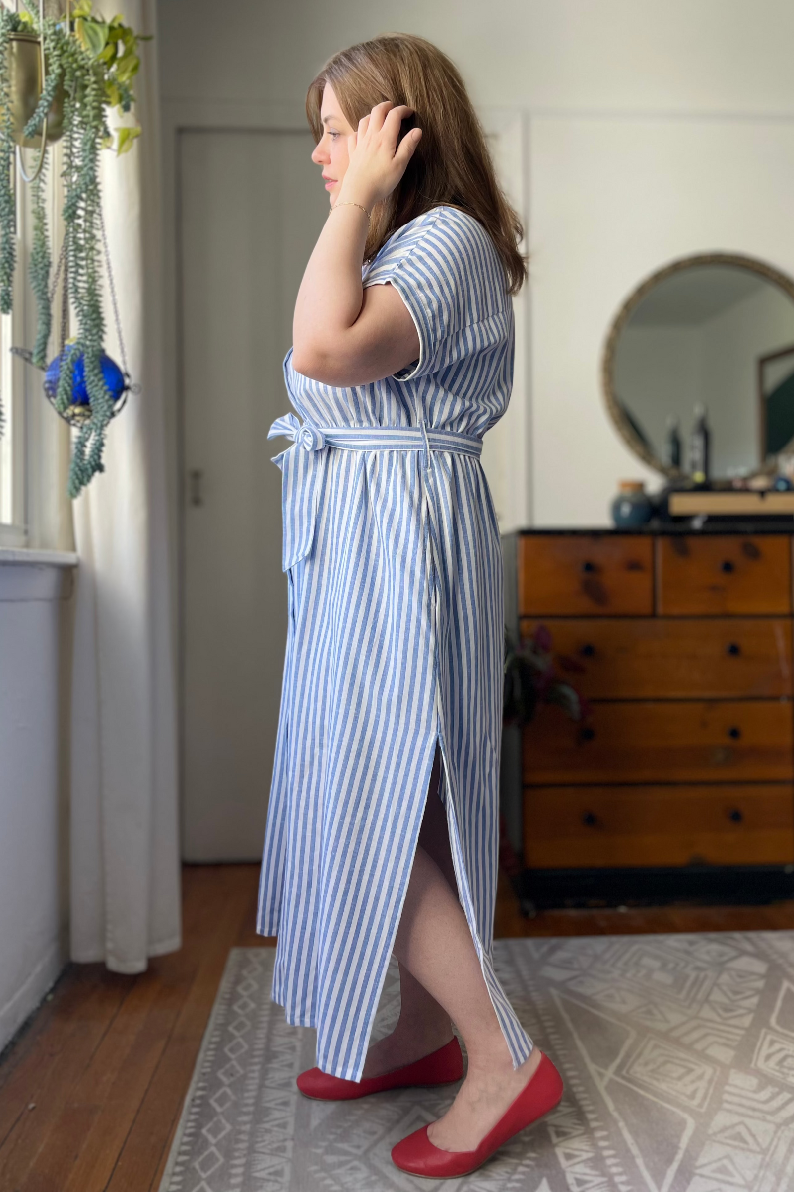 Striped Midi Shirt Dress