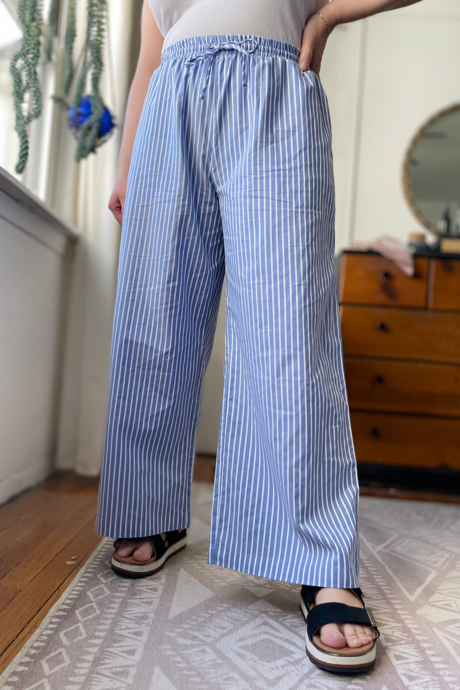 Striped Cotton Easy Pant