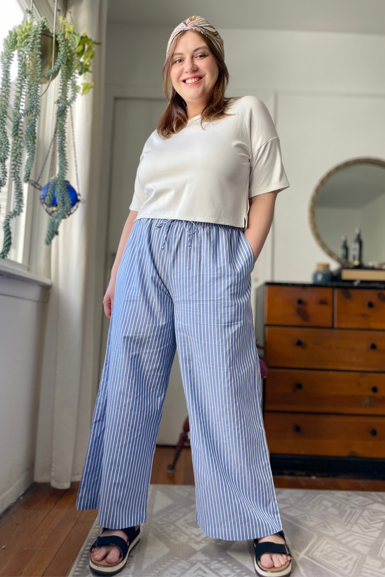 Striped Cotton Easy Pant