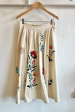 Botanical Embroidered Midi Skirt