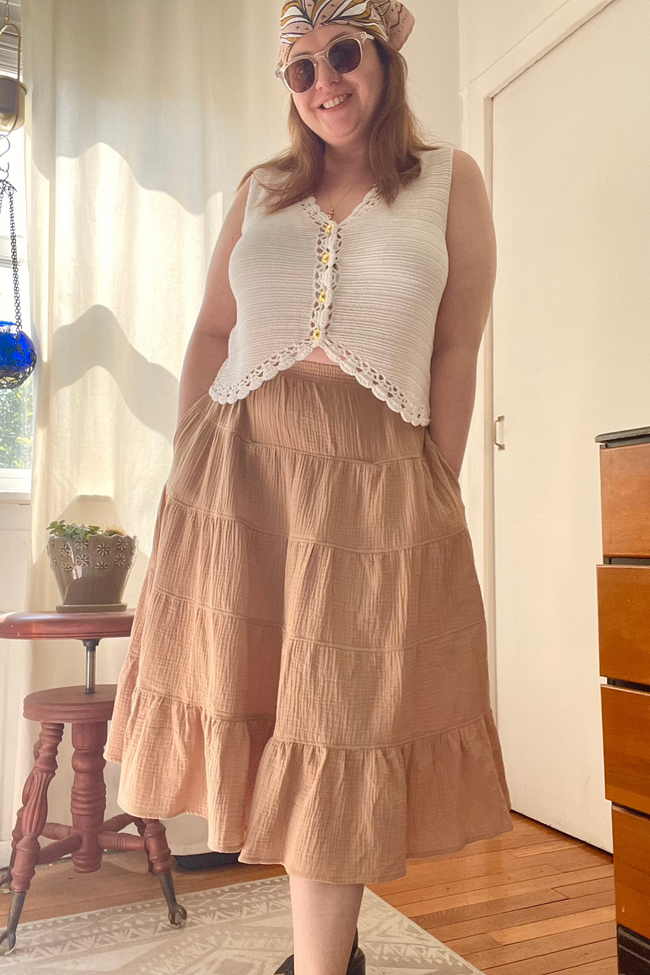 Cotton Gauze Boho Midi Skirt