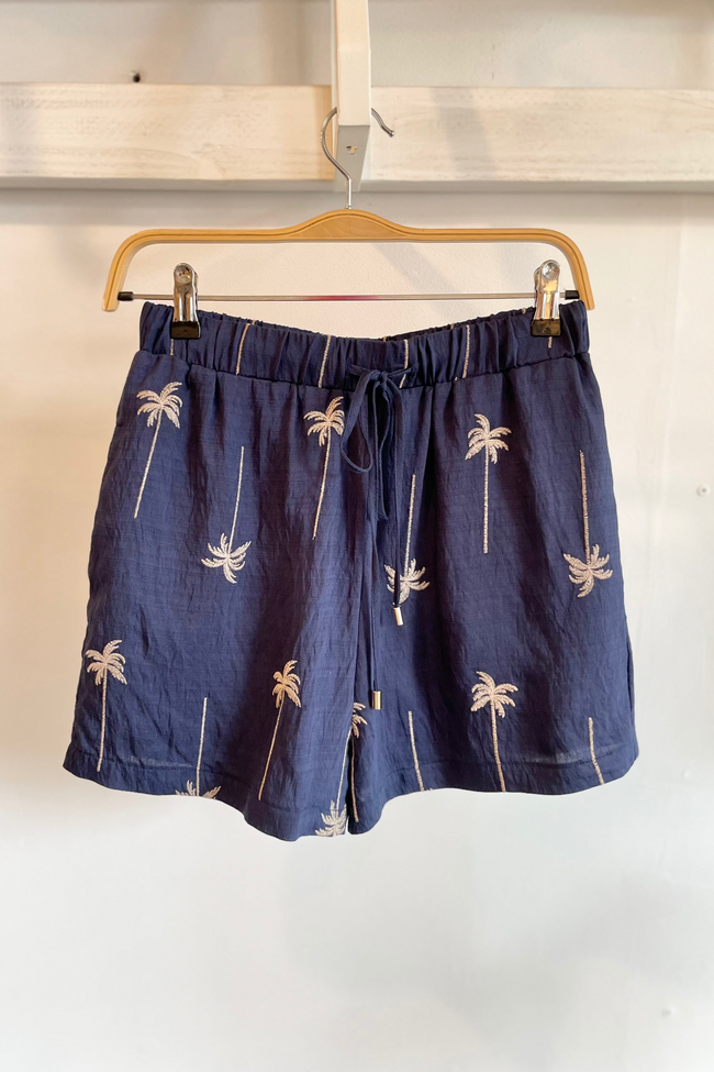Embroidered Palm Tree Shorts