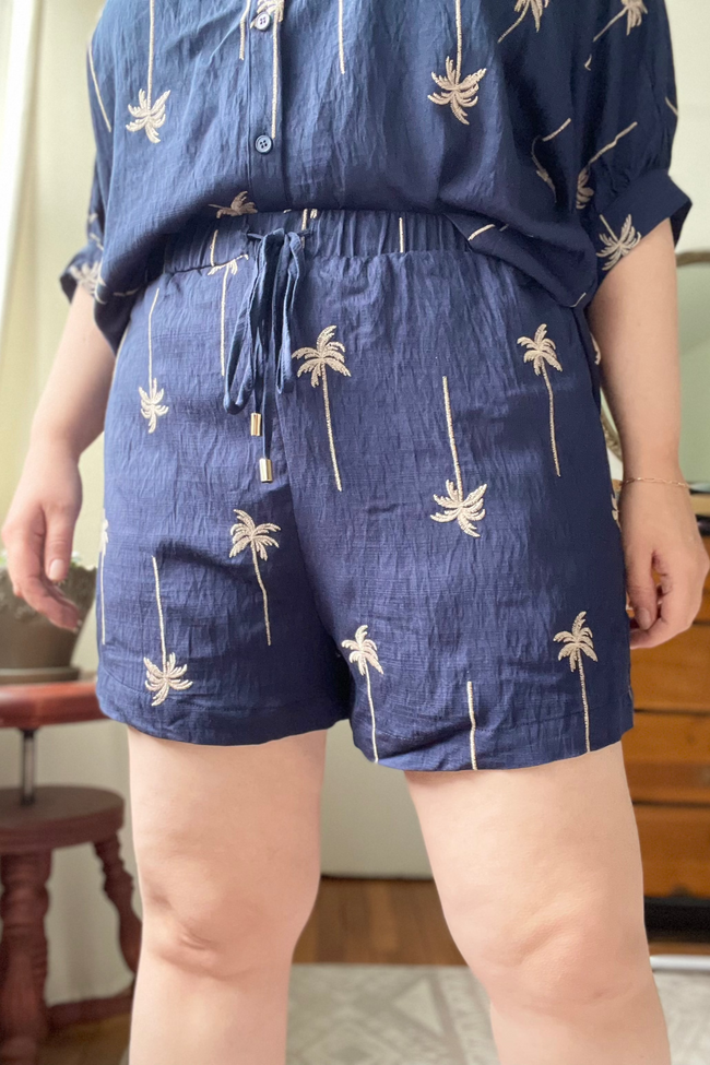 Embroidered Palm Tree Shorts