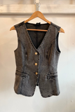 Washed Black Denim Vest