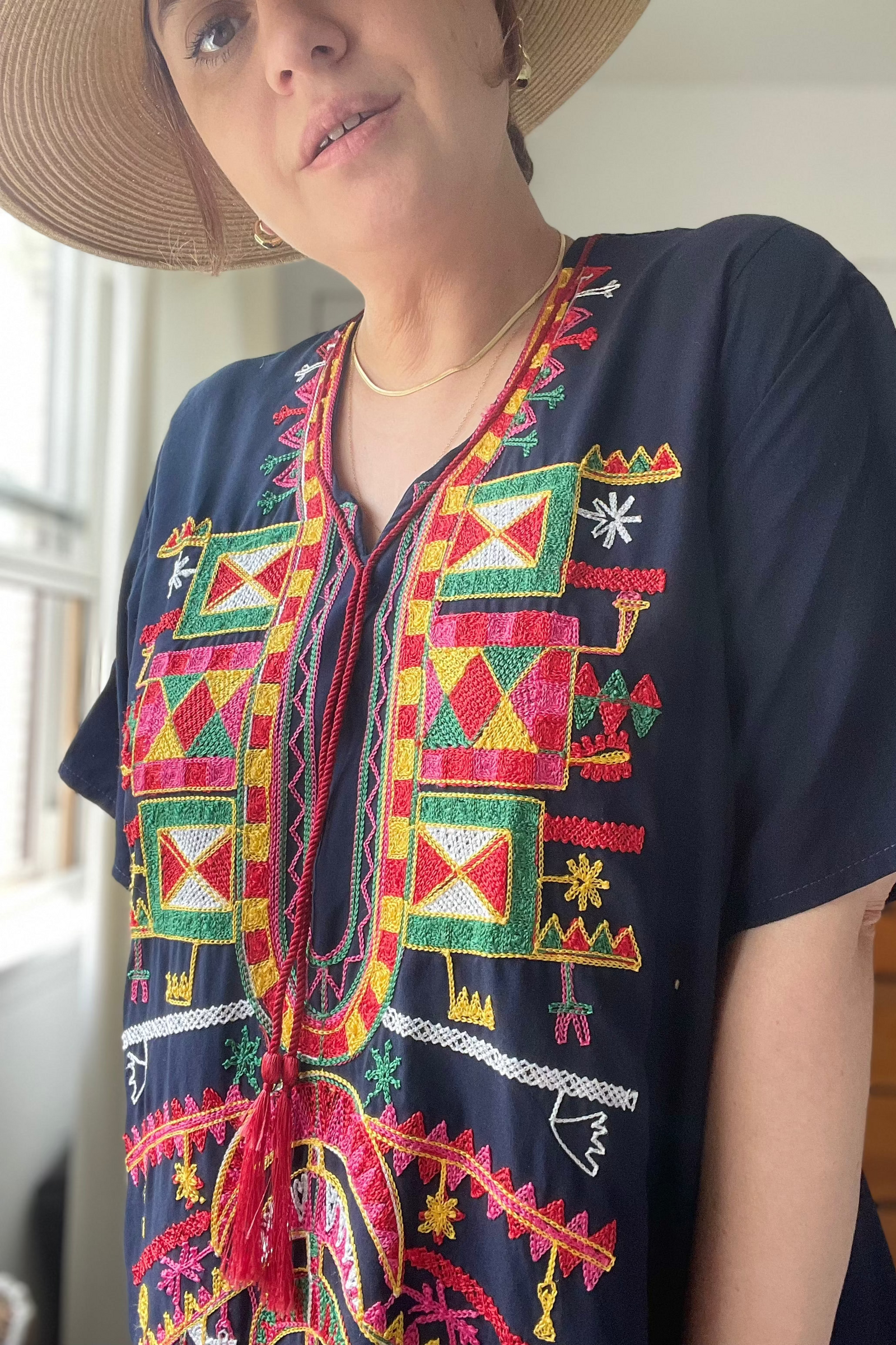 Navy Embroidered Kaftan