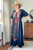Navy Embroidered Kaftan