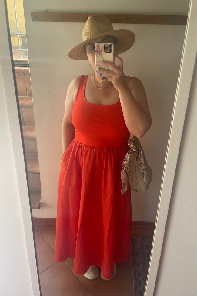 Poplin Combo Midi Dress