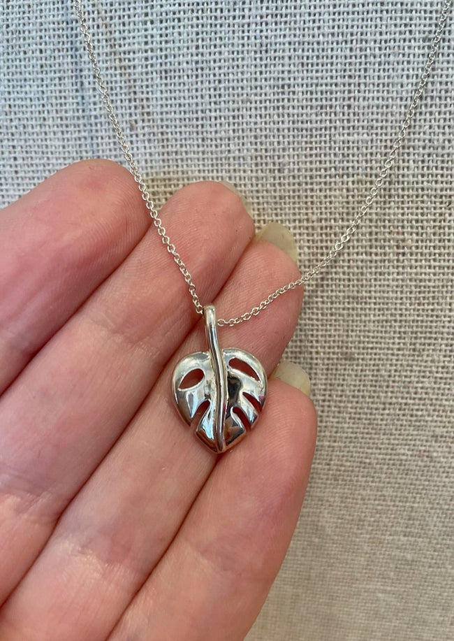 Monstera Necklace in Sterling Silver