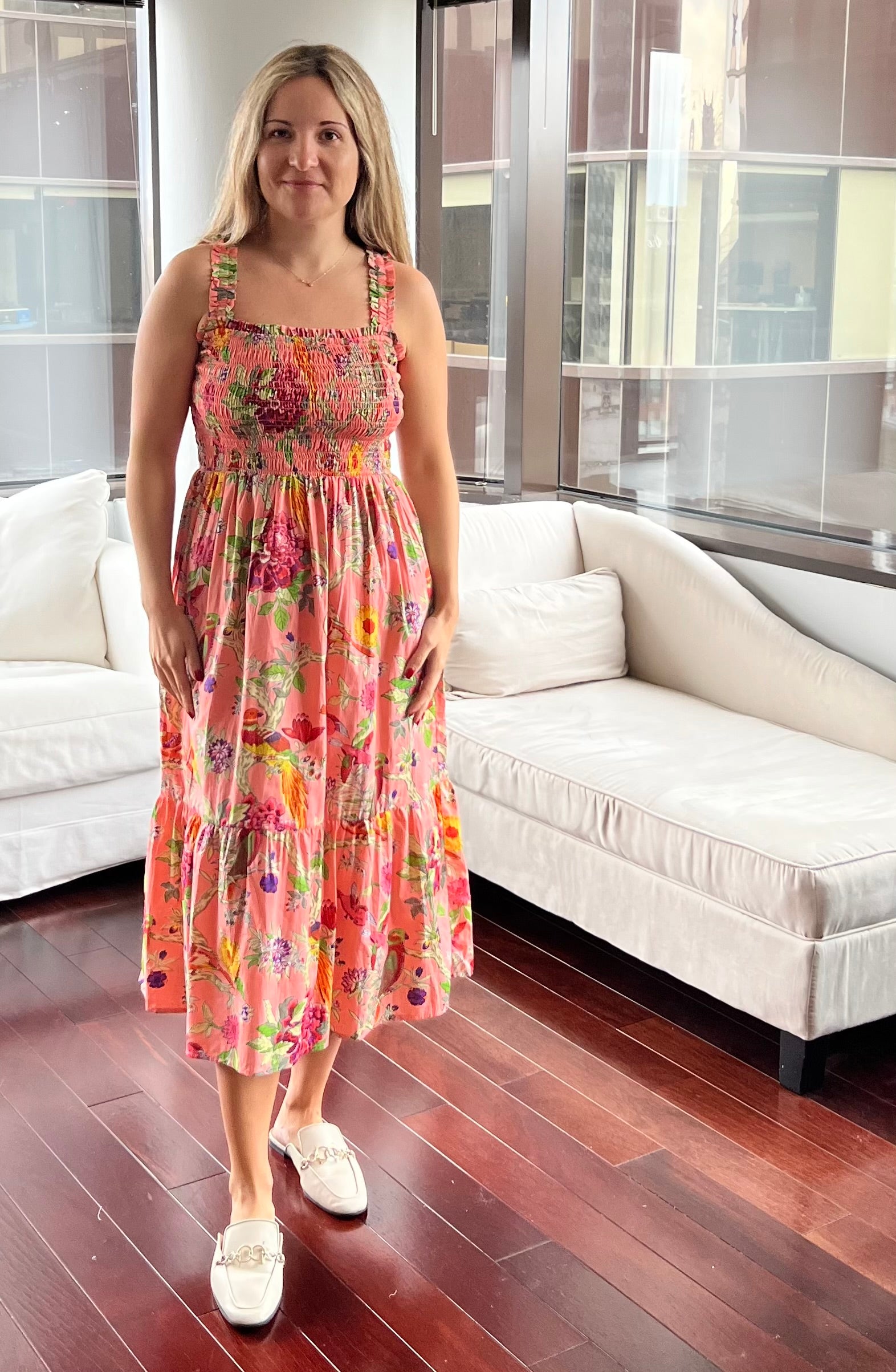 Kiara Smocked Midi Dress