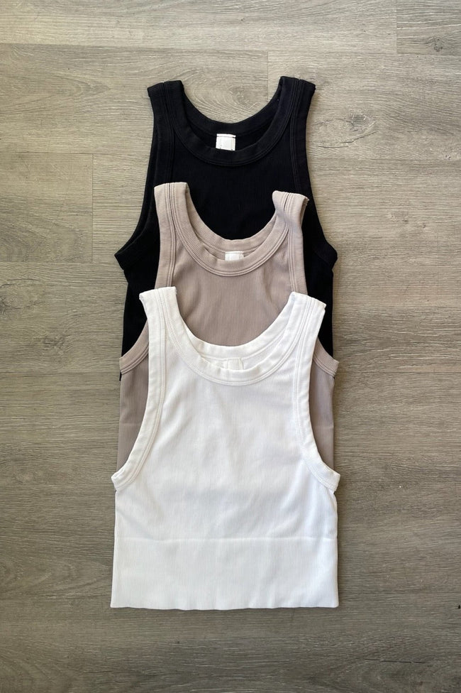 Ribbed High Neck Crop Top Brami