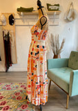 Tangerine Print Maxi Dress