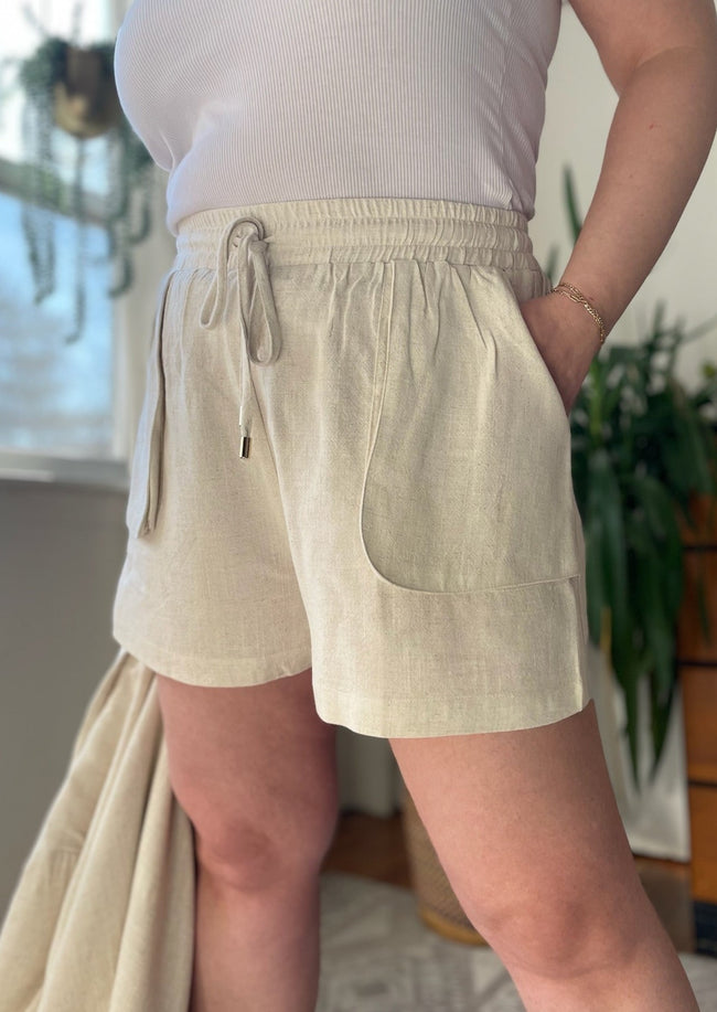 Linen Blend Safari Shorts