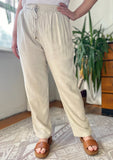 Straight Leg Linen Blend Pants