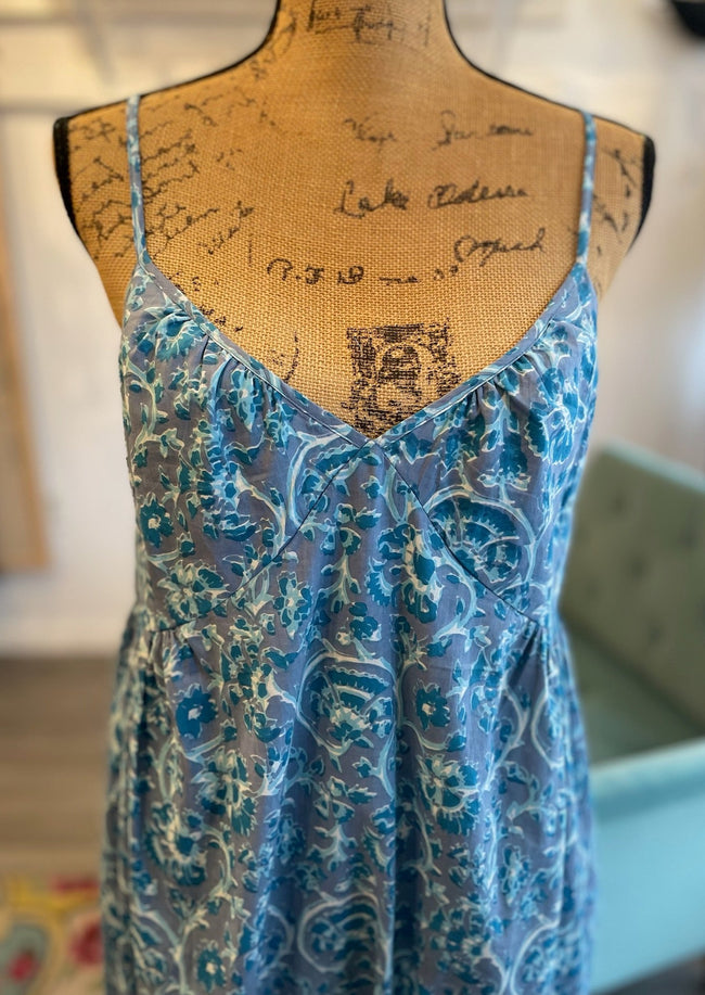 Milly Midi Dress in Blue Scroll