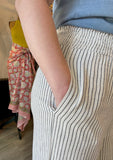 Wide Leg Striped Linen Blend Pant