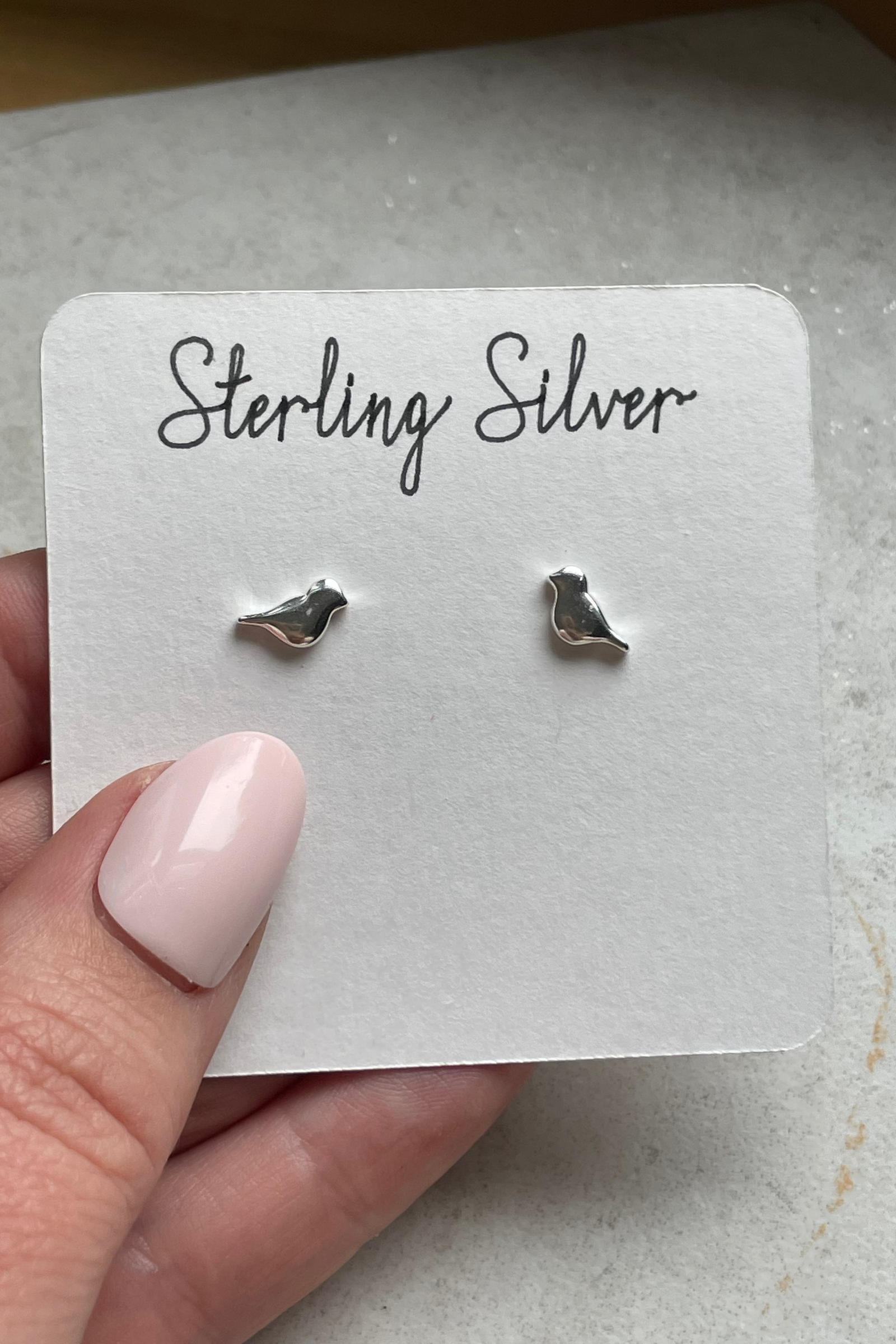 Sterling Silver Bird Stud Earrings