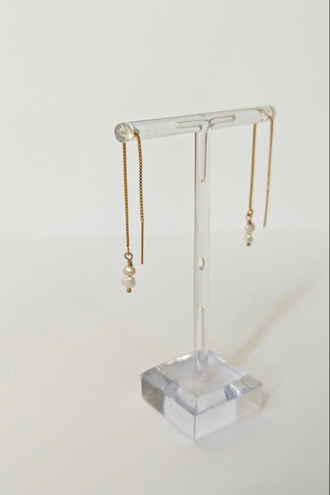 Kayla Petite Pearl Threader Earrings