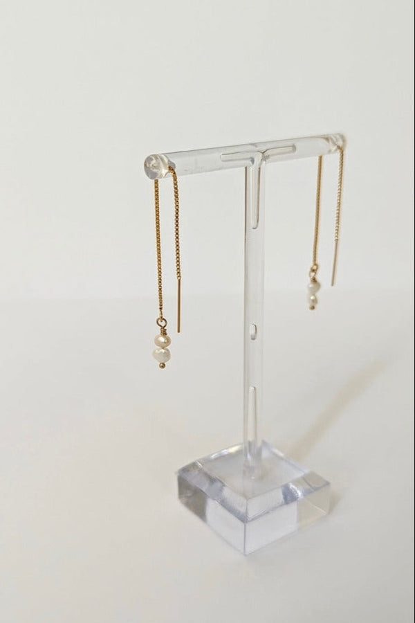 Kayla Petite Pearl Threader Earrings