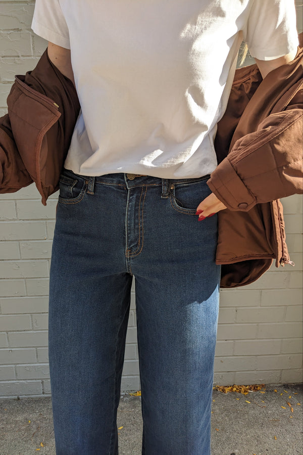 High Rise Full Length Wide Leg Jeans