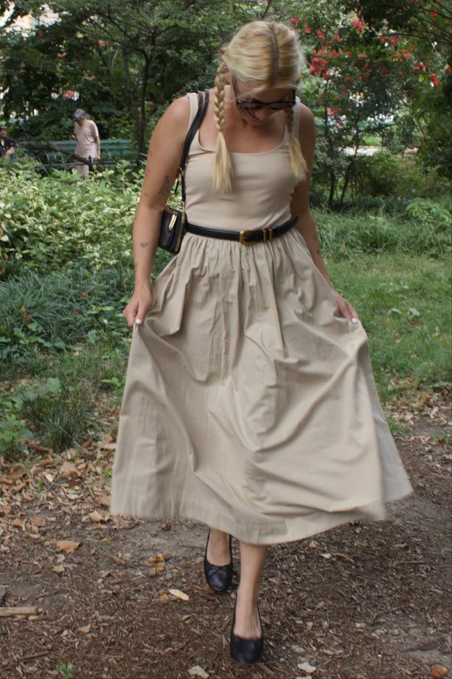 Poplin Combo Midi Dress