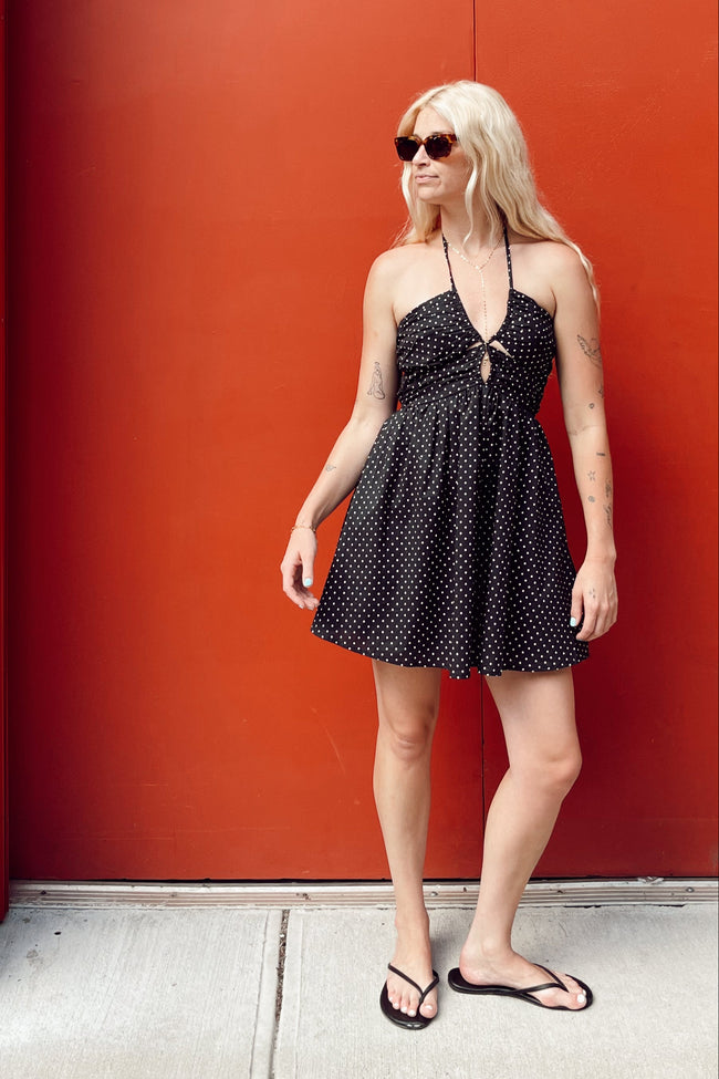Polka Dot Halter Mini Dress