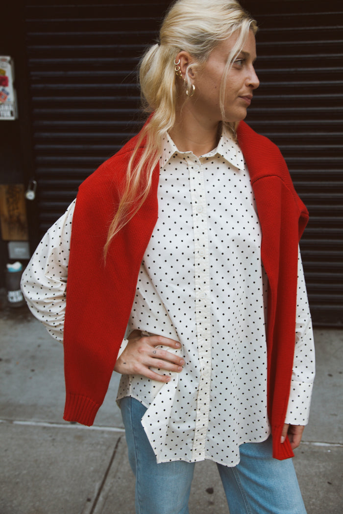 Polka Dot Relaxed Button Down Shirt