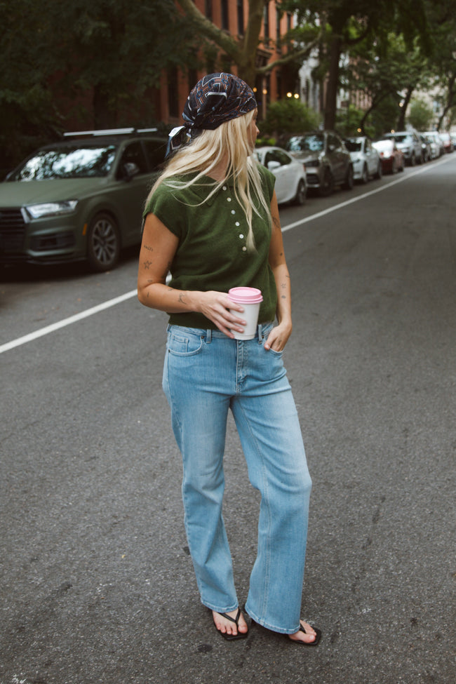 Cap Sleeve Polo Sweater