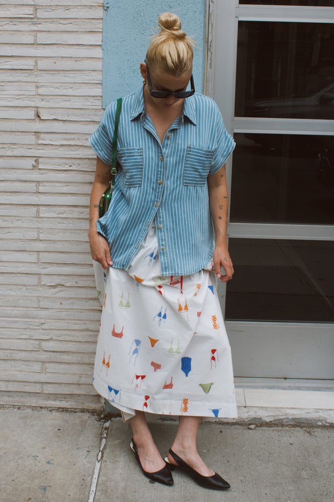 Striped Chambray Camp Shirt