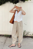 100% Linen Barrel Pants - One size