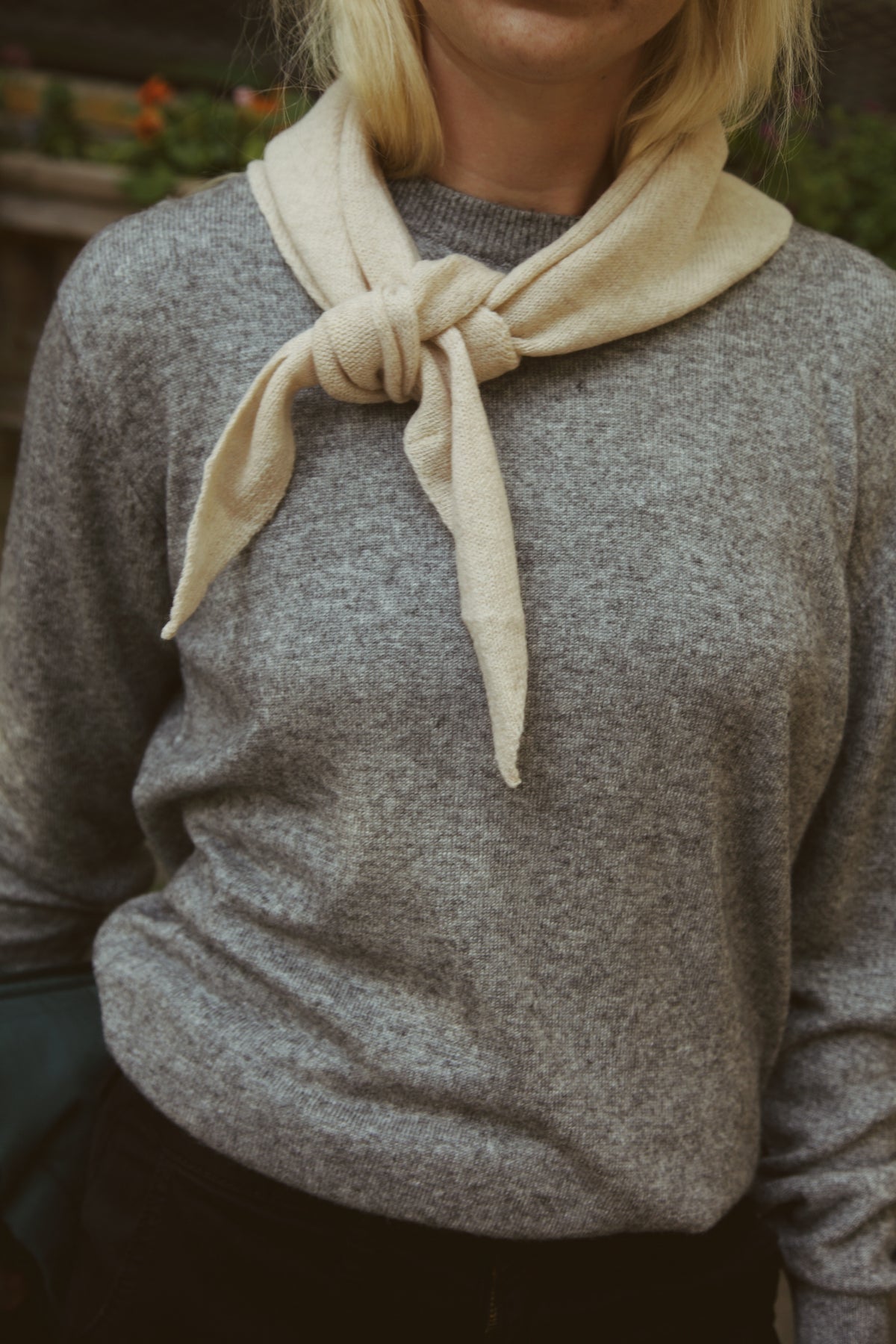 Wool Knit Triangle Scarf