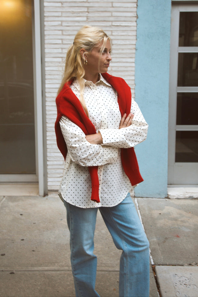 Polka Dot Relaxed Button Down Shirt