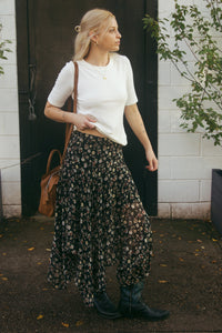 Floral Handkerchief Hem Skirt