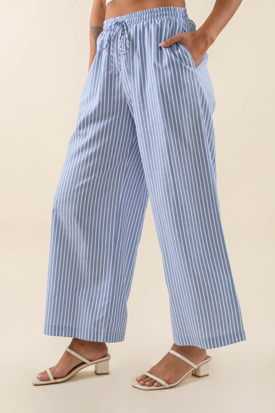 Striped Cotton Easy Pant