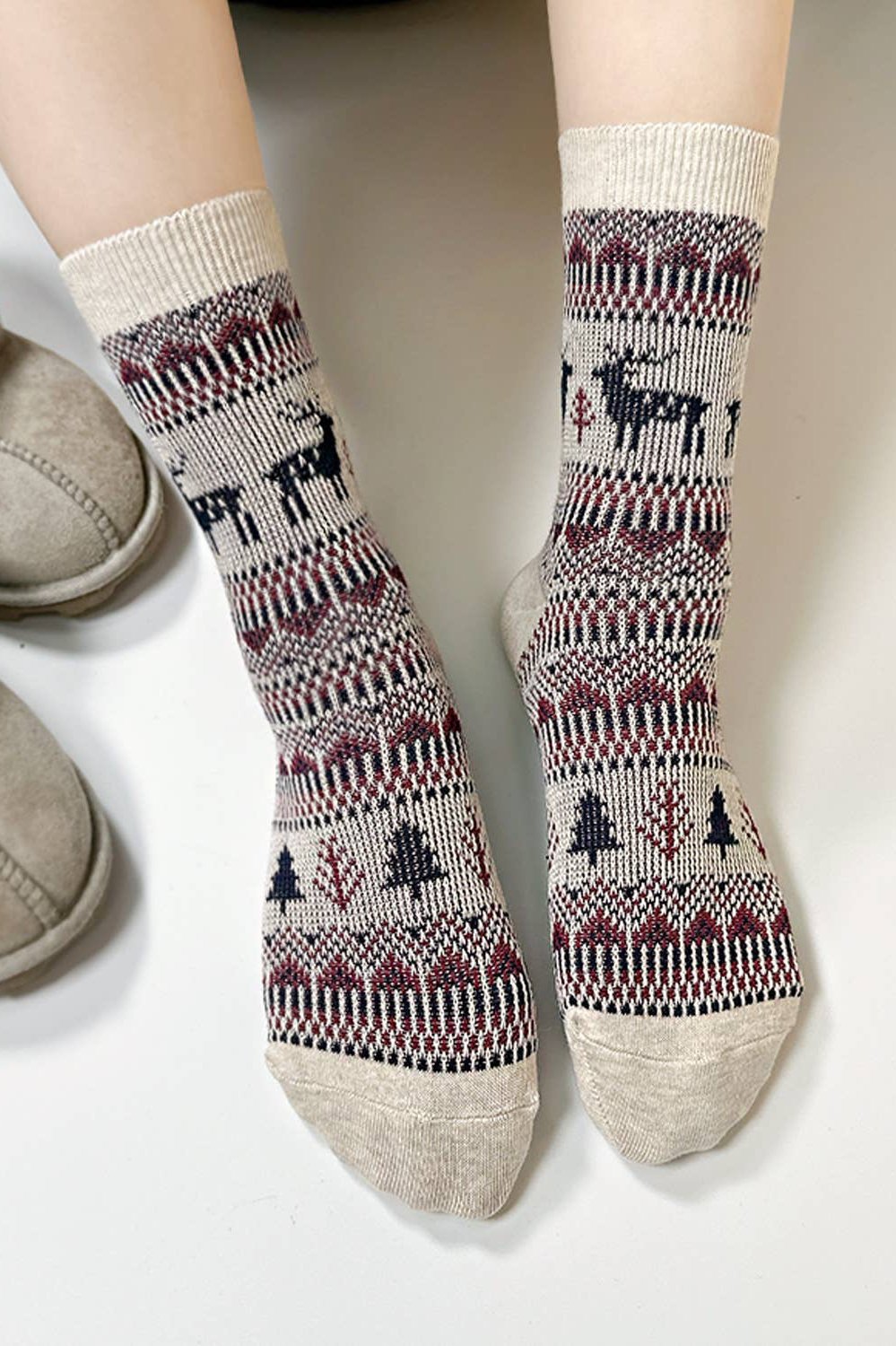 Nordic Deer Crew Christmas Socks