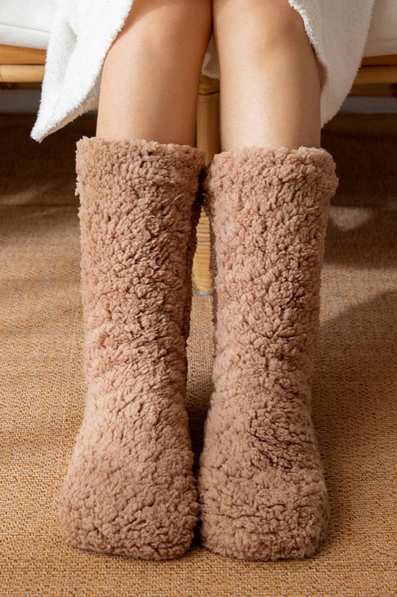 Solid Sherpa Slipper Socks