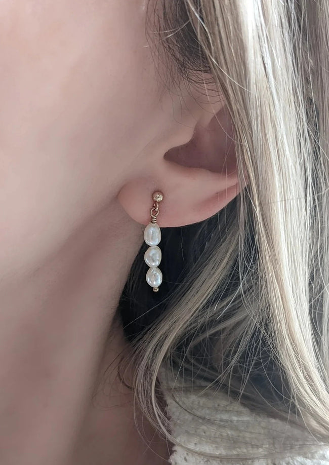 Aimee Triple Pearl Dangle Earring by Layer the Love