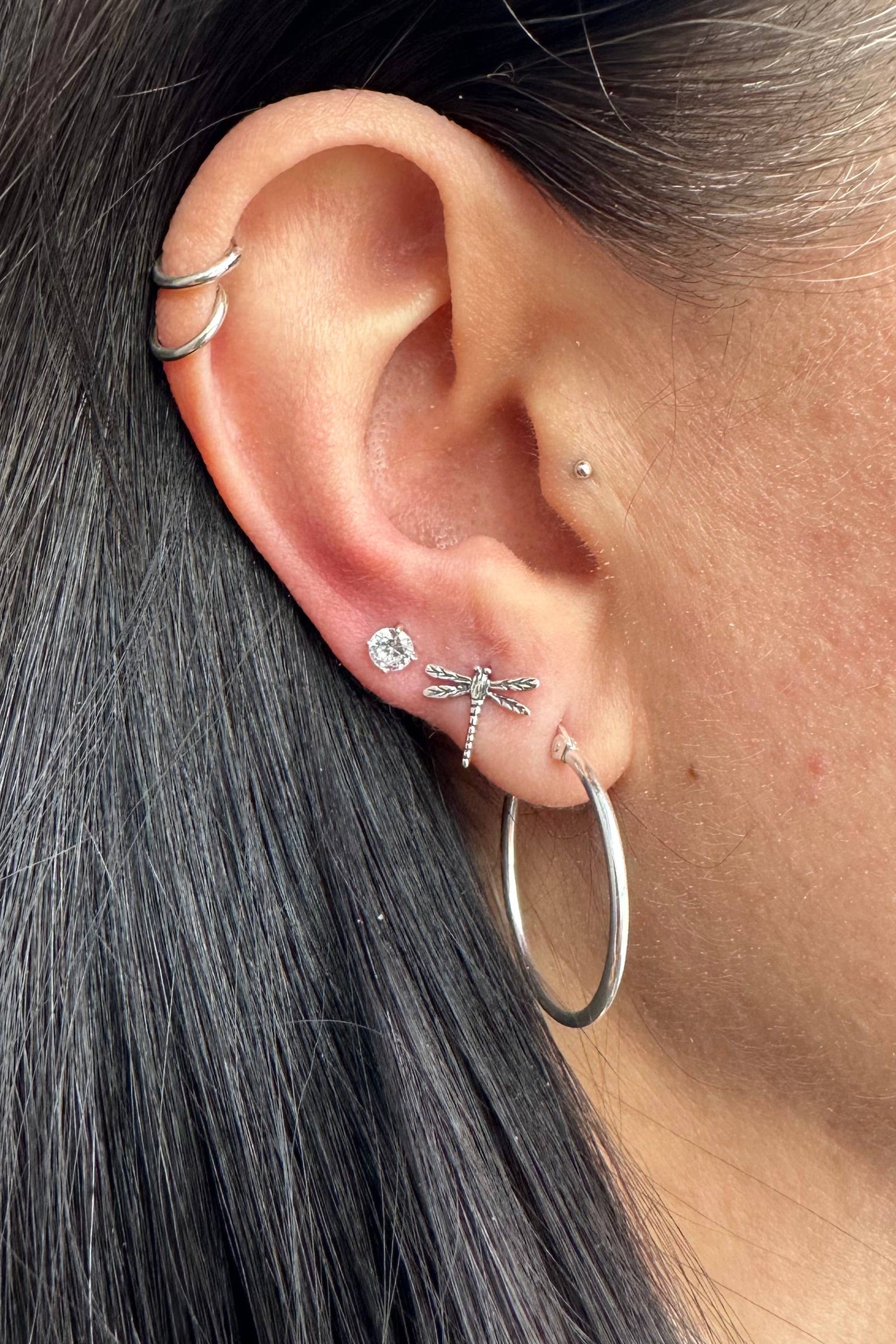 Sterling Silver French Lock Tube Hoops
