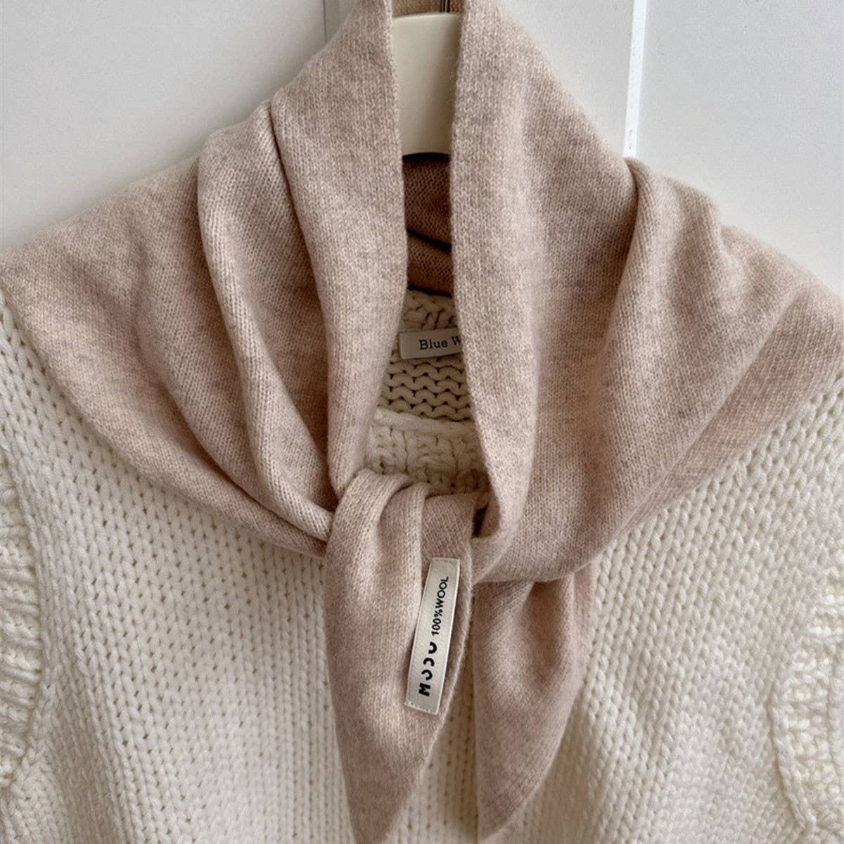 Wool Knit Triangle Scarf