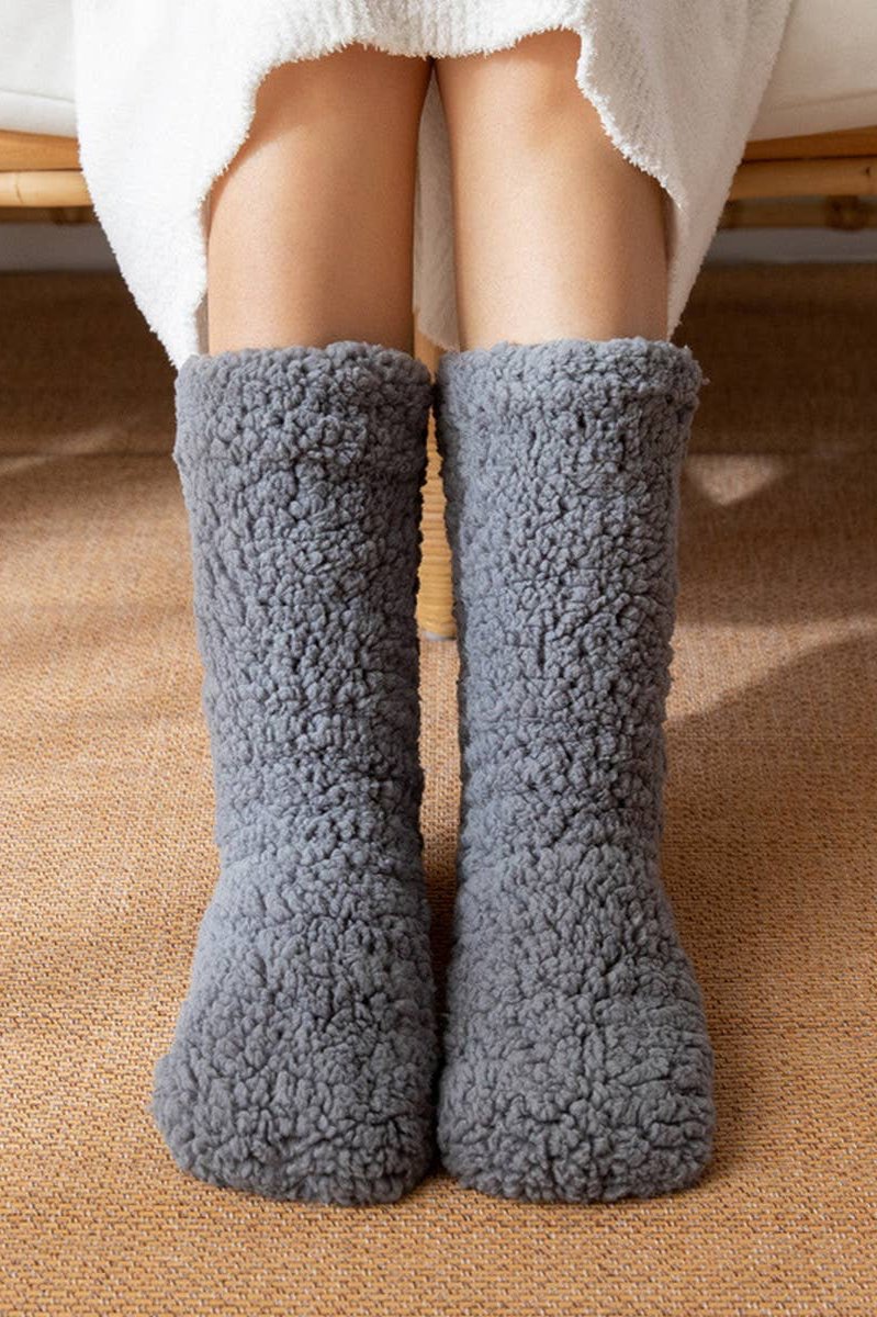 Solid Sherpa Slipper Socks