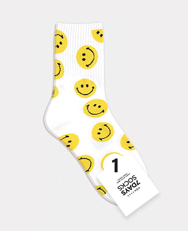 Women's Crew Smile Pattern Socks