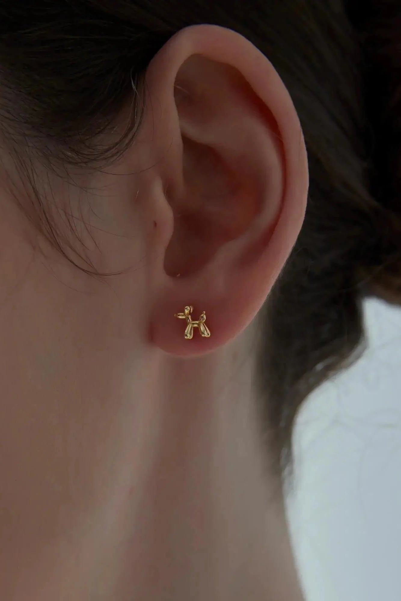 Balloon Dog Ball End Stud Earrings in Sterling Silver