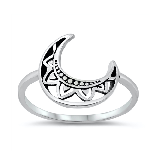 Sterling Silver Crescent Moon Ring