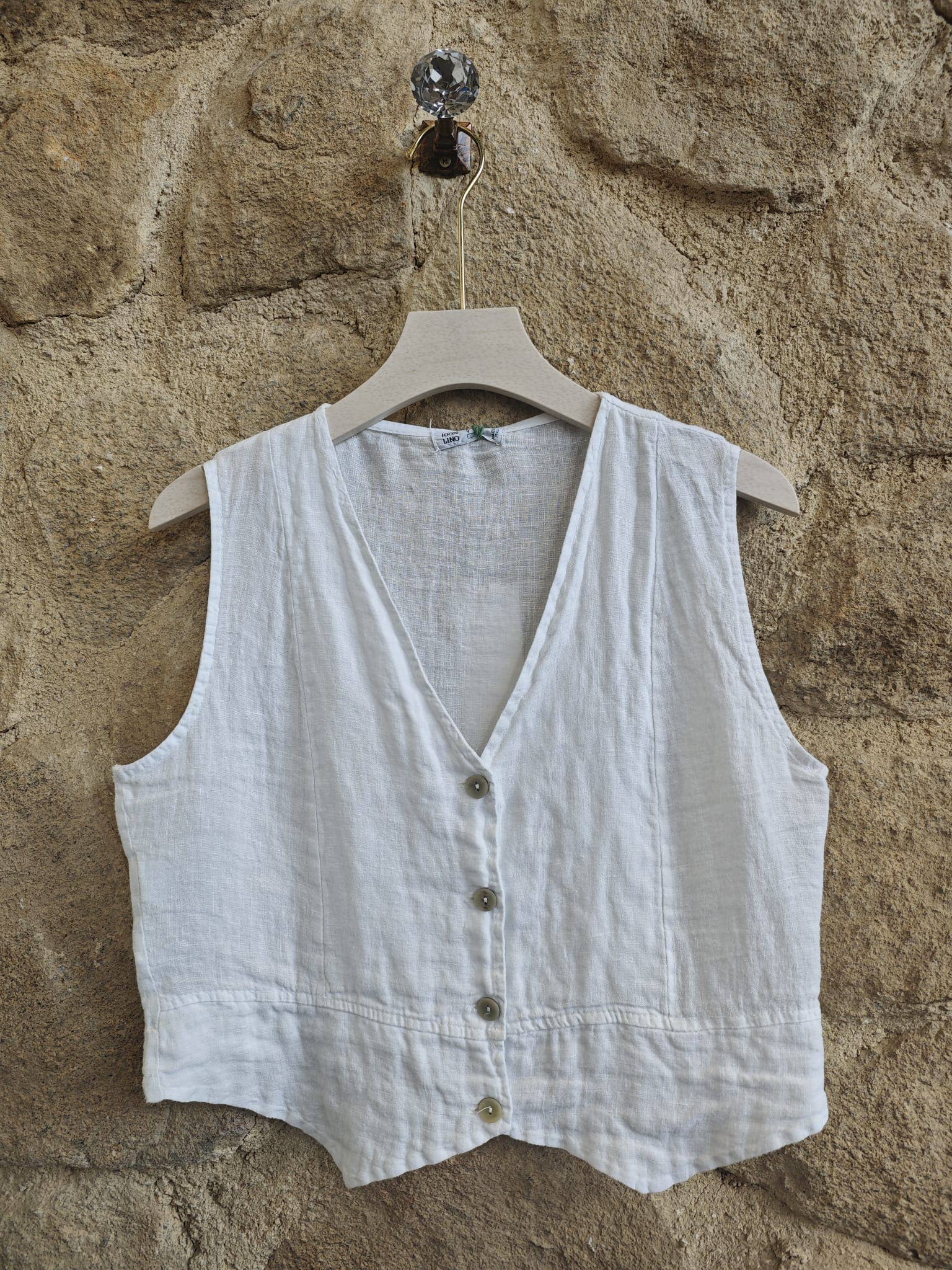 100% Linen Vest Top - One Size