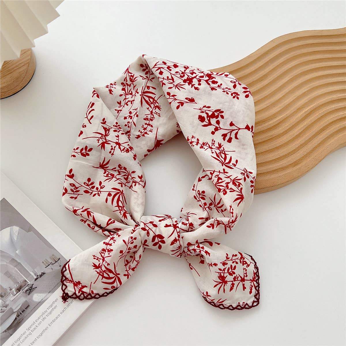 Picot Trim Bandana Scarf