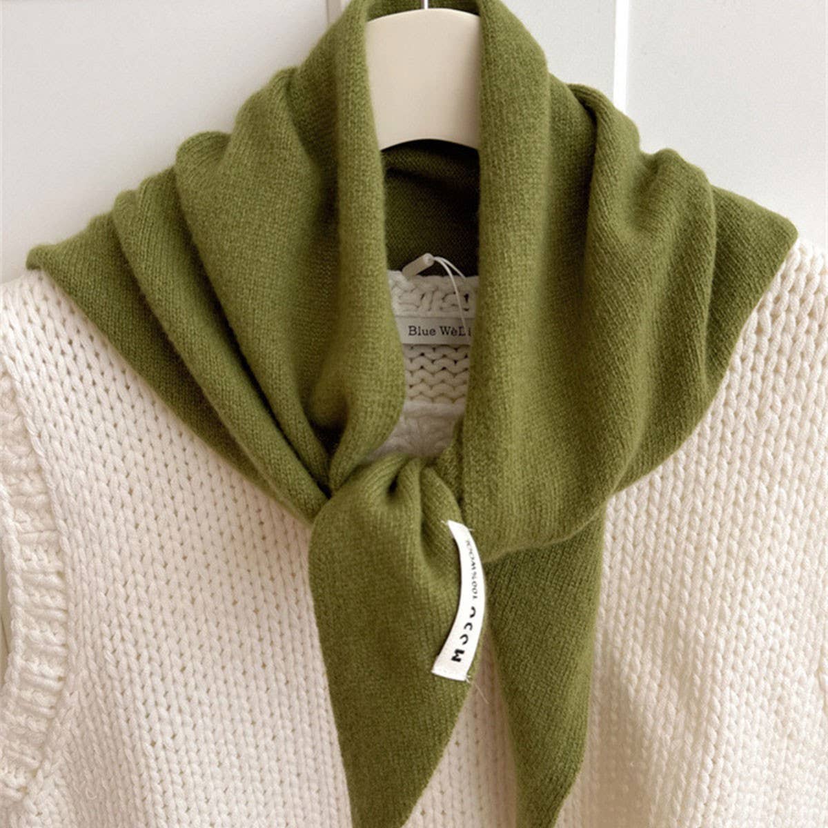 Wool Knit Triangle Scarf
