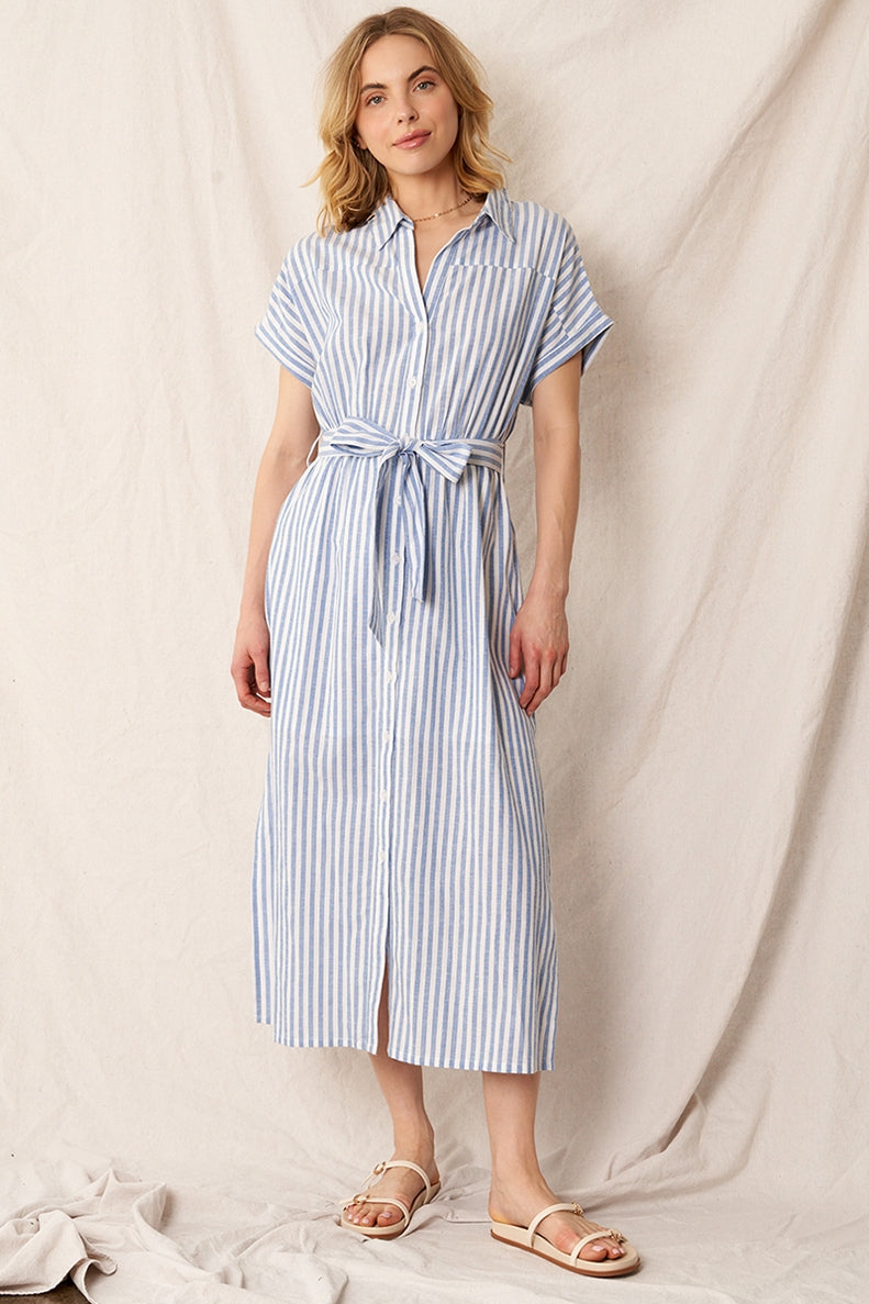 Striped Midi Shirt Dress