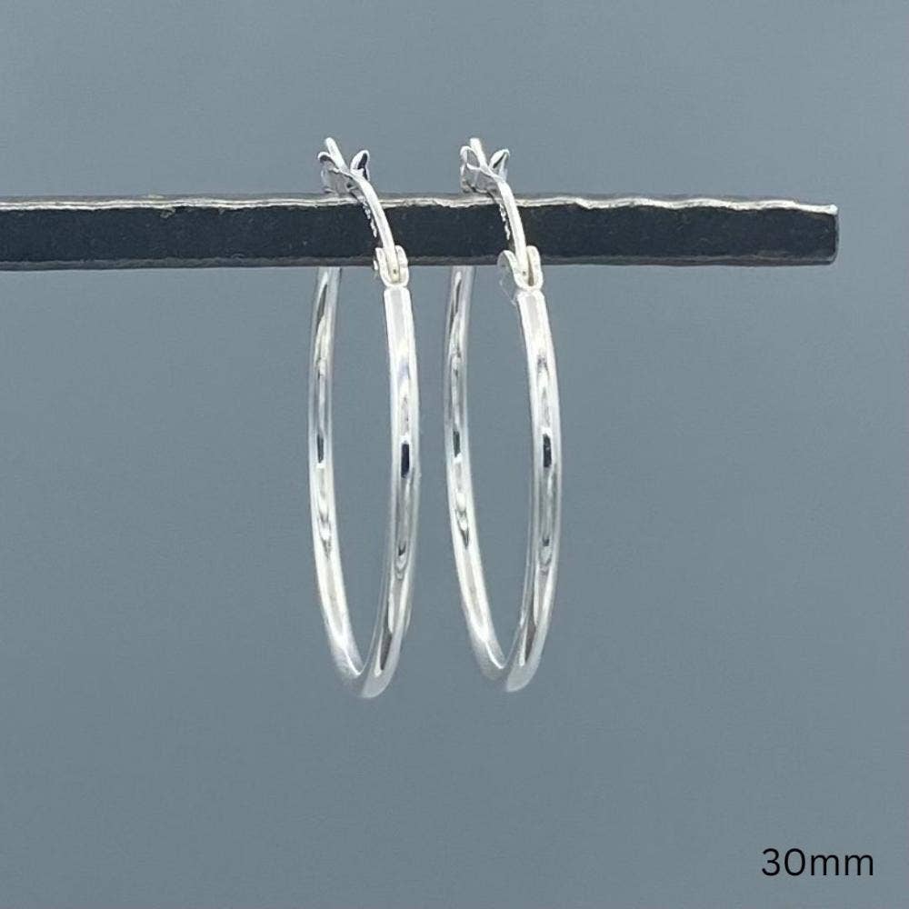 Sterling Silver French Lock Tube Hoops