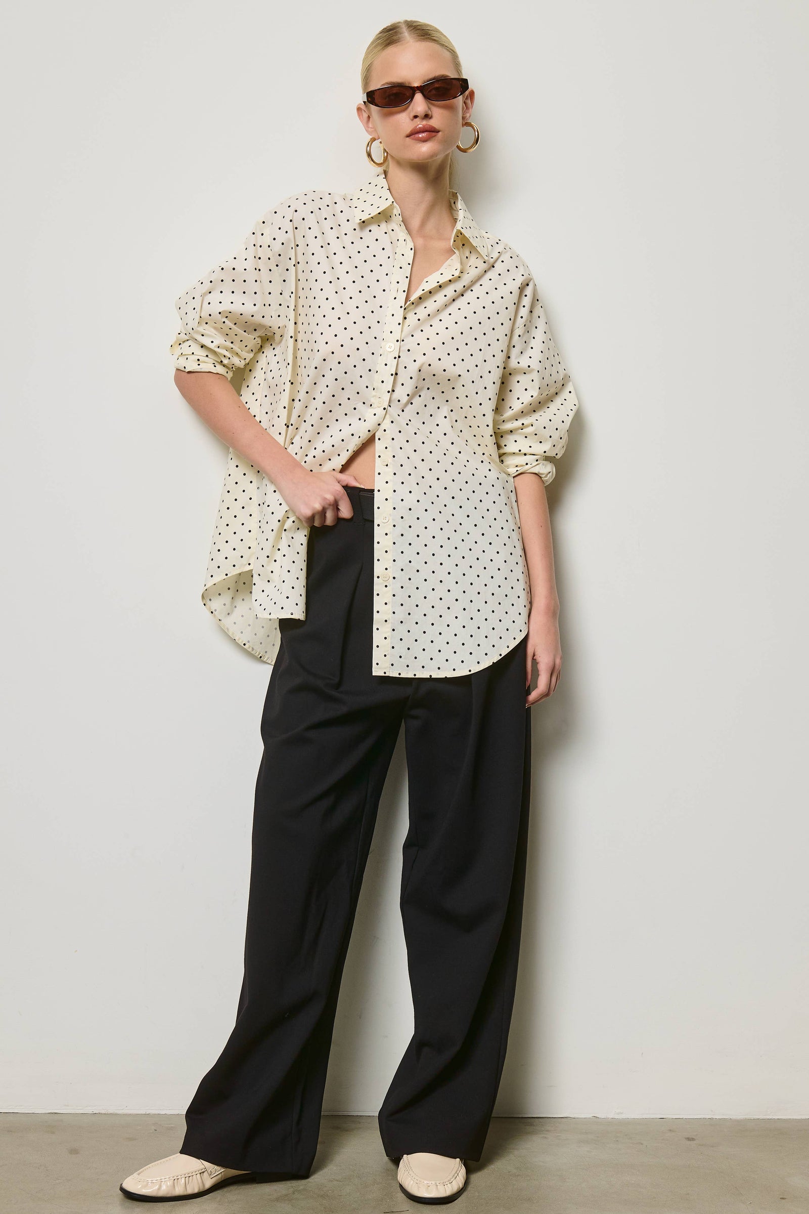 Polka Dot Relaxed Button Down Shirt