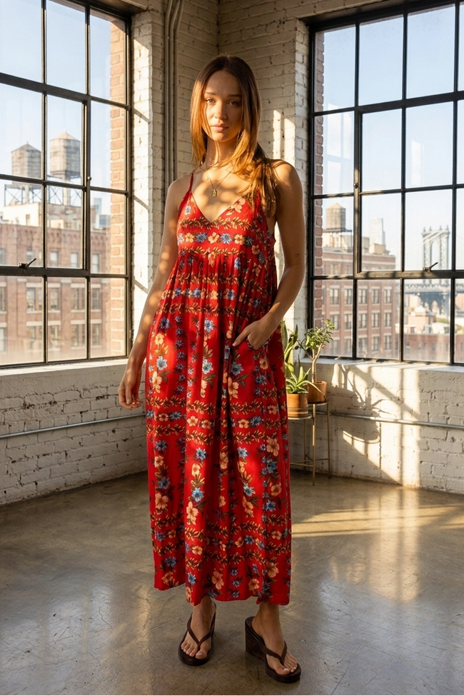 Poppy Floral Strappy Maxi Dress