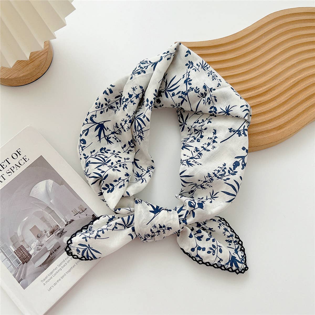 Picot Trim Bandana Scarf